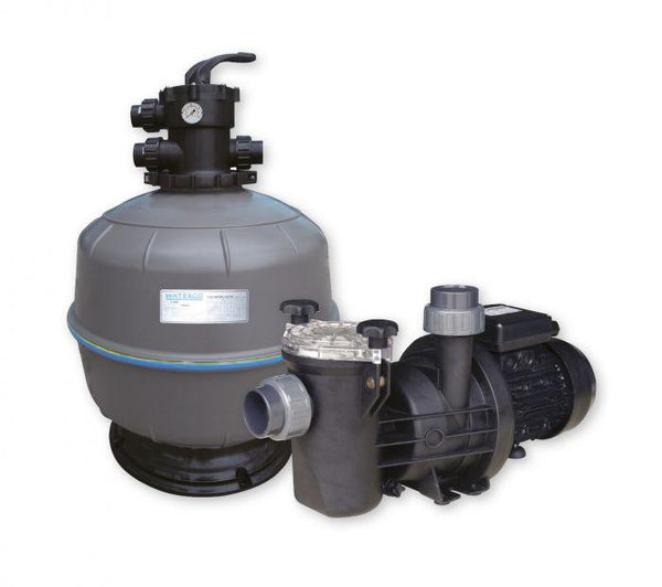 18" Exotuf filter, valve, sand, 0.5HP Swimflo pump & base | sand filter
