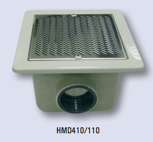 Main Drain 410 x 410 with 200mm connections - 62m_/hr (0.3m/s) 103m_/hr (0.5m/s). HMD410/200 - Swimming Pool Pumps UK